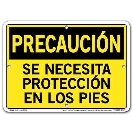 Vestil Aluminum Sign, 7-1/2" Height, 10-1/2" Width, Aluminum, Rectangle, Spanish SI-C-79-A-AL-063-S
